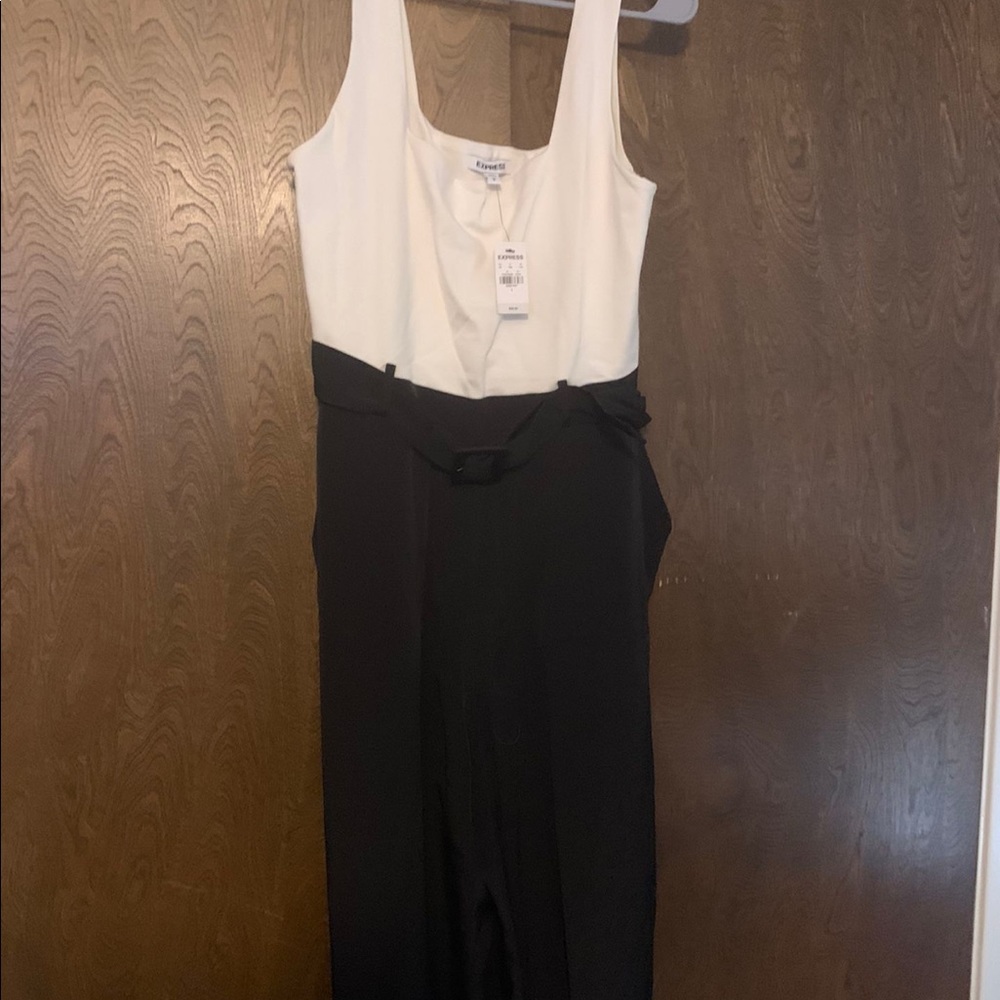 Black/white long pant jumpsuit